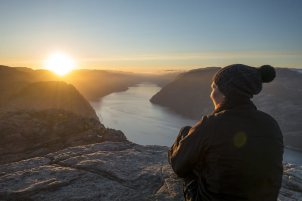 best self woman looking at sunrise